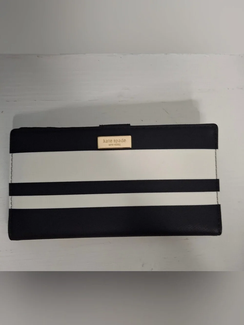 Kate Spade Eva Large Black Leather Tote & Striped Wallet Set